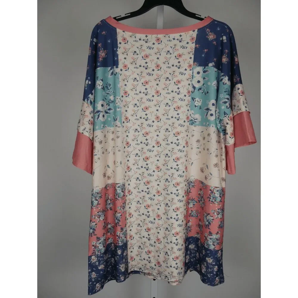 Women's Floral Ruffle-Sleeve V-Neck Tunic XL